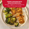 A plate of crispy breaded chicken and roasted broccoli florets seasoned with Mccormick Garlic And Herb Seasoning Ground 4.37 Oz as part of an easy recipe suggestion from McCormick.
