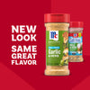 A promotional graphic featuring the new packaging for Mccormick Garlic And Herb Seasoning Ground 4.37 Oz alongside its previous design to highlight the updated look with the same great flavor.