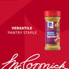 A bottle of Mccormick Vegetable Seasoning Assorted Form 4.16 Oz is displayed against a red background as a versatile pantry staple for iconic flavor.
