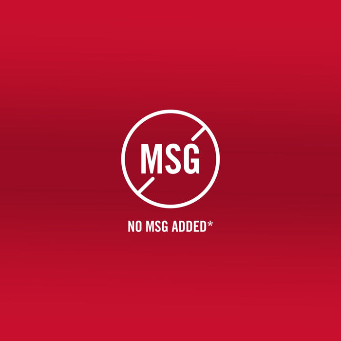 The image displays a logo indicating No MSG Added on a red background.
