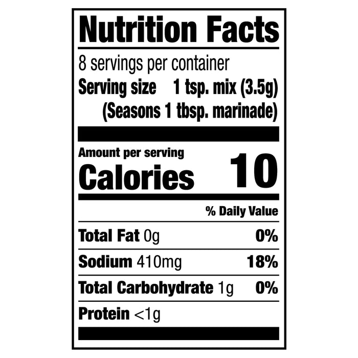 ['Nutrition facts label for a product with 10 calories per serving.']