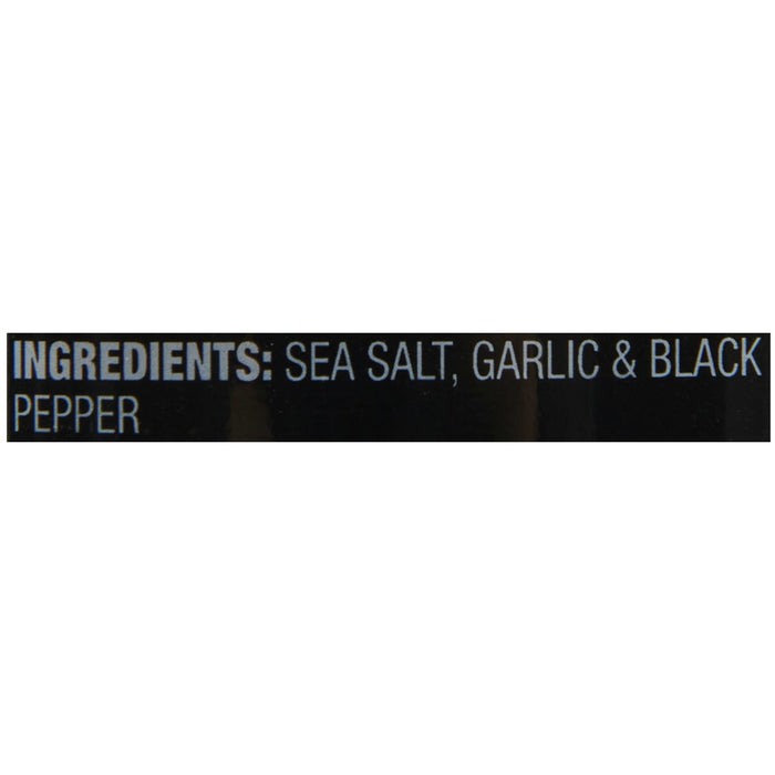 ['Ingredients for the seasoning are sea salt, garlic, and black pepper.']