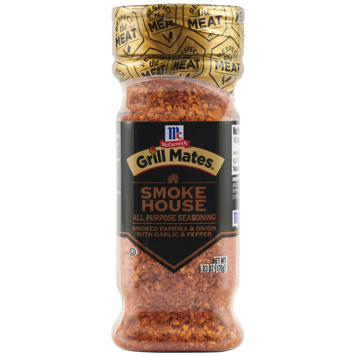 ['A jar of McCormick Grill Mates Smoke House All Purpose Seasoning.']