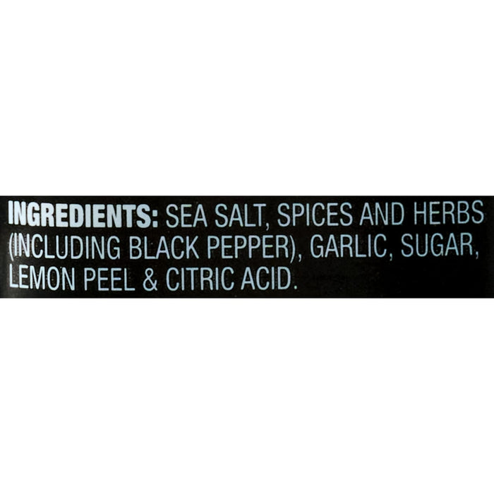 A black label with white text listing the ingredients for a seasoning blend.