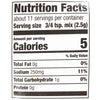 ['Nutrition facts label for a product with 5 calories per serving.']