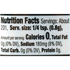 The image shows a nutrition facts label with a serving size of 1/4 teaspoon (0.8g) and 0 calories.