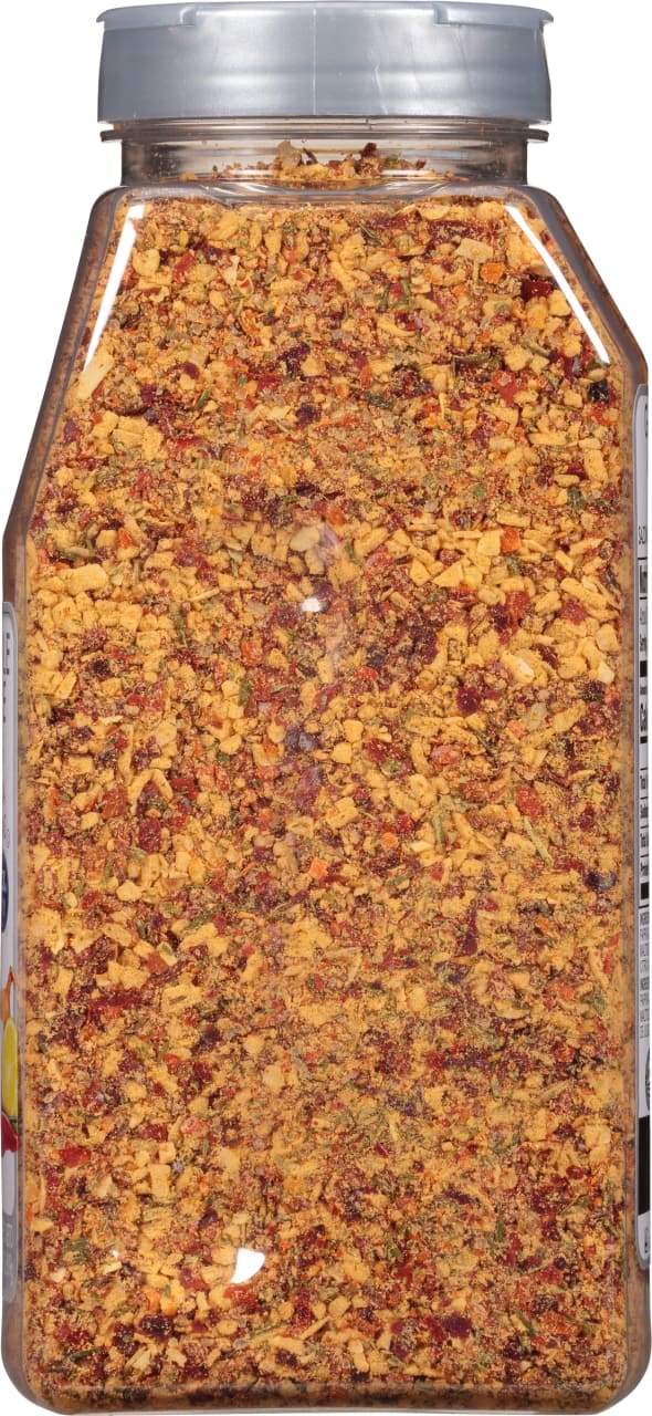 ['A close-up of a jar of McCormick Grill Mates Montreal Steak Seasoning.']