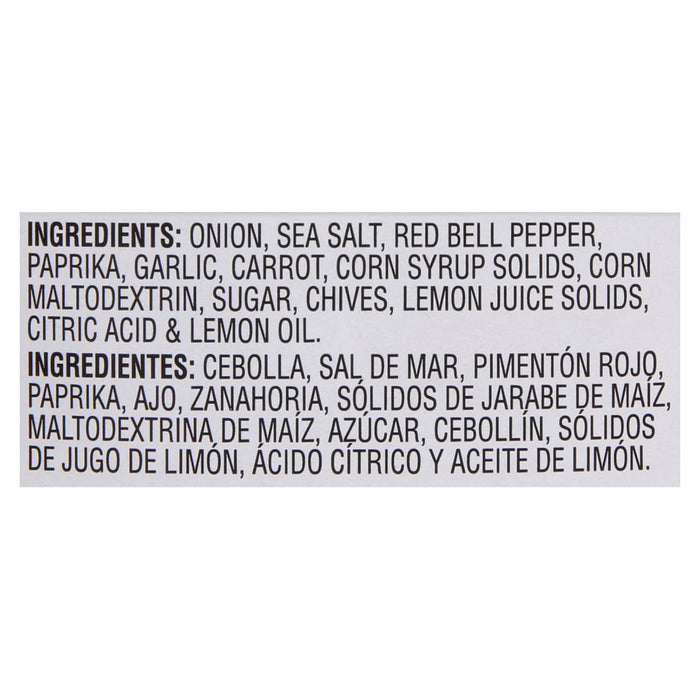 ['A list of ingredients for a product in English and Spanish.']