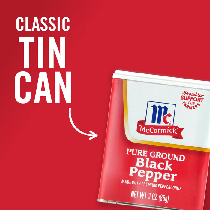 ['A can of McCormick Pure Ground Black Pepper.']