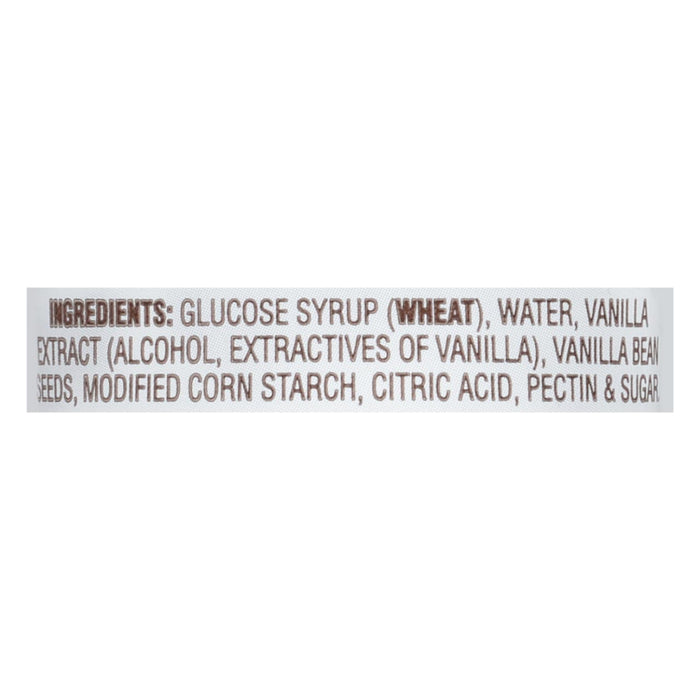 ['A list of ingredients for a product containing wheat, vanilla, and other ingredients.']