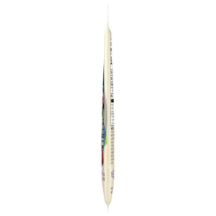 Illustration of a commercial airplane with colorful designs on its fuselage.