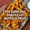 A close-up of buffalo fries, perfect for game day snacks.