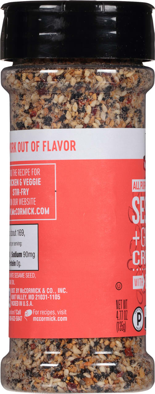 ['A McCormick Seasoning Blend for Chicken and Veggie Stir-Fry with a net weight of 4.77 oz.']