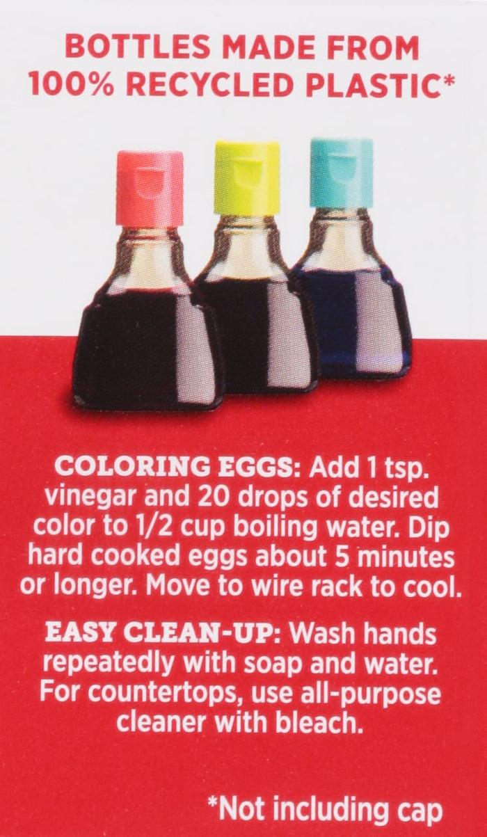 ['McCormick brand food coloring ingredients and warning label.']