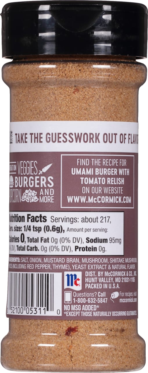 ['A McCormick Umami Burger with Tomato Relish seasoning jar.']