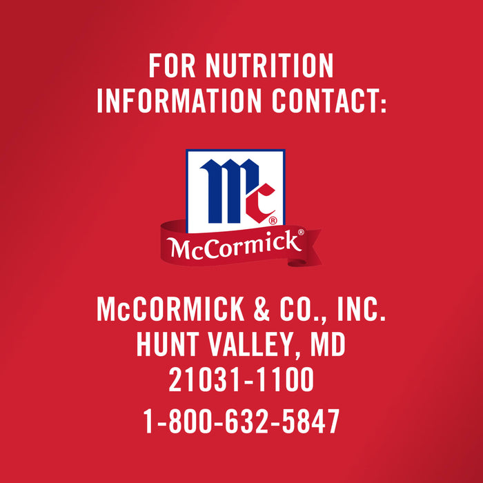 ['McCormick logo and contact information for nutrition information.']