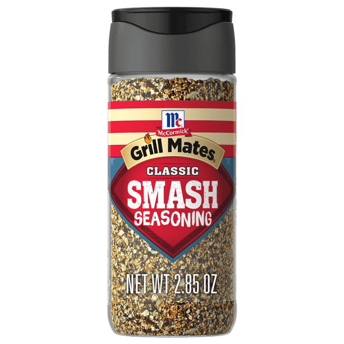 A bottle of McCormick Grill Mates Classic Smash Seasoning.