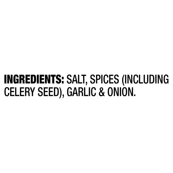 The ingredients for this product are salt spices including celery seed garlic and onion.