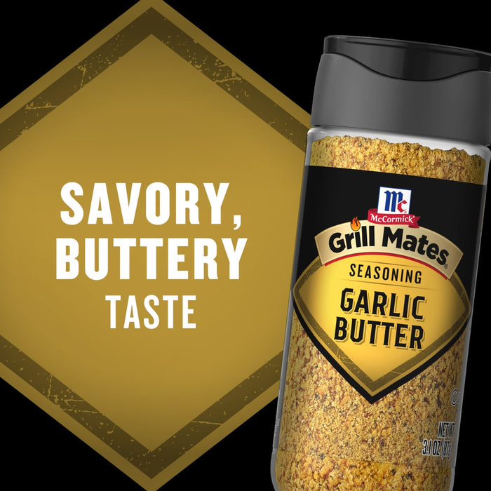 McCormick Grill Mates Garlic Butter seasoning promises a savory, buttery taste.