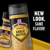 This image features two bottles of McCormick Grill Mates Garlic Butter seasoning highlighting the new look while emphasizing the same great flavor.