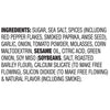 ['A list of ingredients for a product, including sugar, sea salt, spices, and natural flavor.']