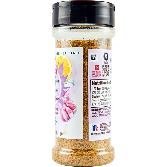 ['A bottle of McCormick Garlic Herb Seasoning Salt Free.']