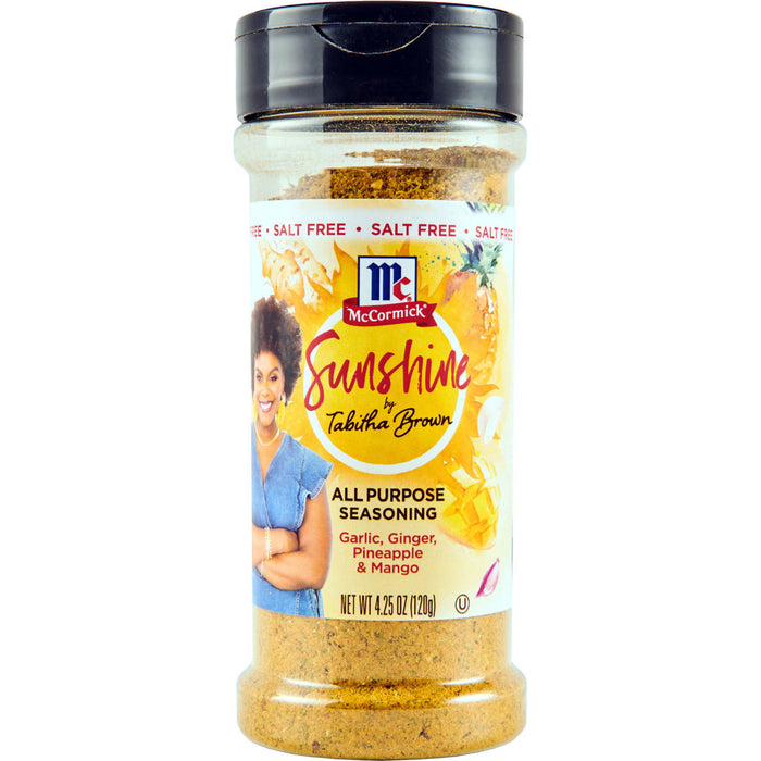 ['A jar of McCormick Sunshine All Purpose Seasoning by Tabitha Brown.']