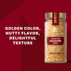 A jar of McCormick Toasted Sesame Seeds is displayed, highlighting its golden color, nutty flavor, and delightful texture.