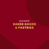 Elevate Baked Goods &amp; Pastries logo on a maroon background.