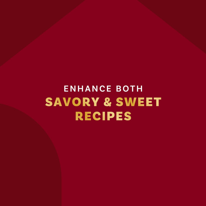 The image promotes the versatility of a product to enhance both savory and sweet recipes.