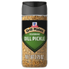 A bottle of McCormick Grill Mates Dill Pickle Seasoning.