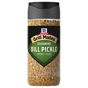 ['A jar of McCormick Grill Mates Dill Pickle Seasoning.']