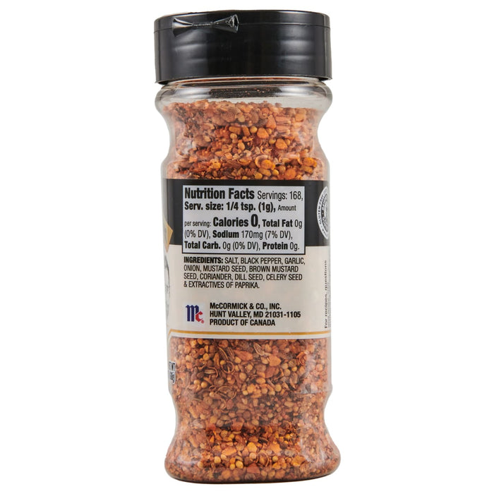 ['A bottle of McCormick Grill Mates Montreal Steak Seasoning.']