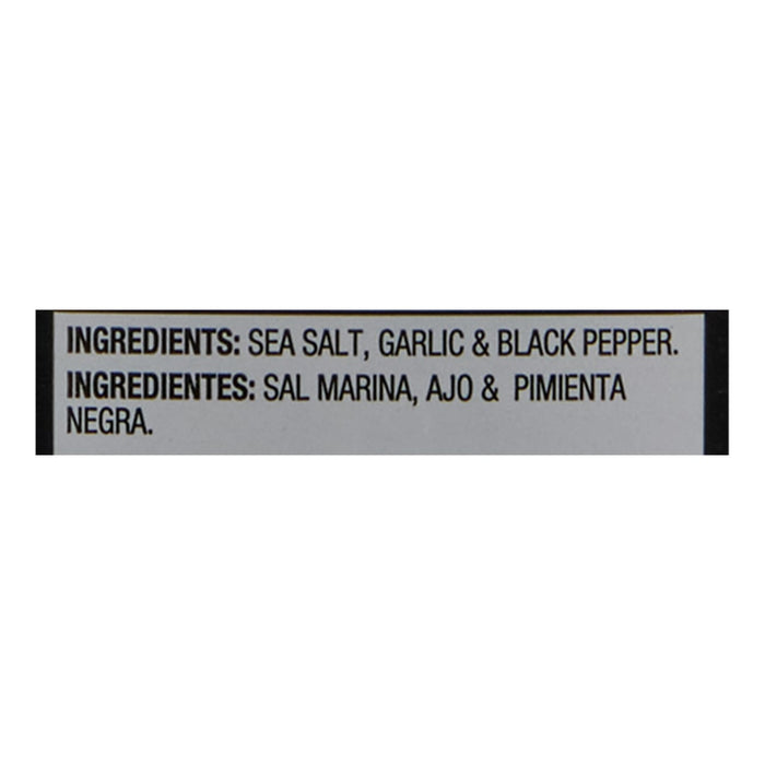 ['The ingredients for this product are sea salt, garlic, and black pepper.']