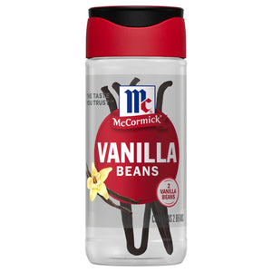 ['A jar of McCormick Vanilla Beans.']