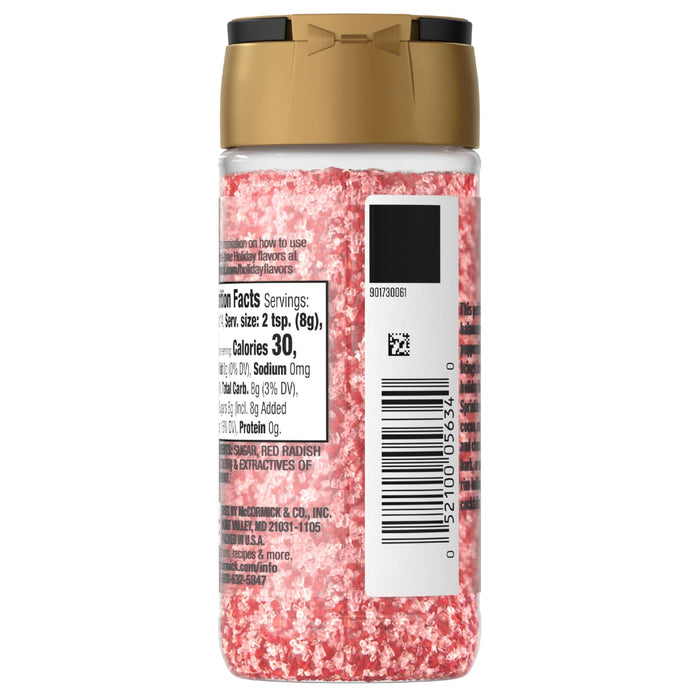 ['A bottle of McCormick Red Radish Sugar.']