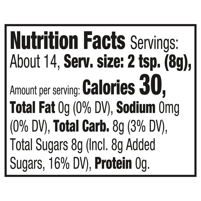 ['Nutrition facts label for a product with 30 calories per serving.']
