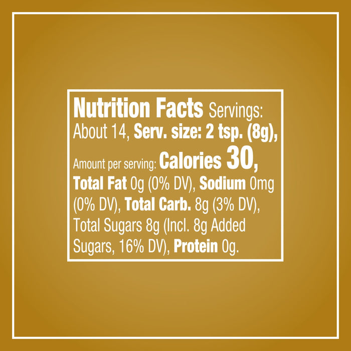 A nutrition facts infographic for Mccormick Candycane Sugar Crystal Edible Cake Decoration 3.81 Oz shows that a two teaspoon serving contains 30 calories and 8 grams of added sugars.