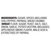A list of ingredients for a product, including sugar, spices, bread crumbs, and more.