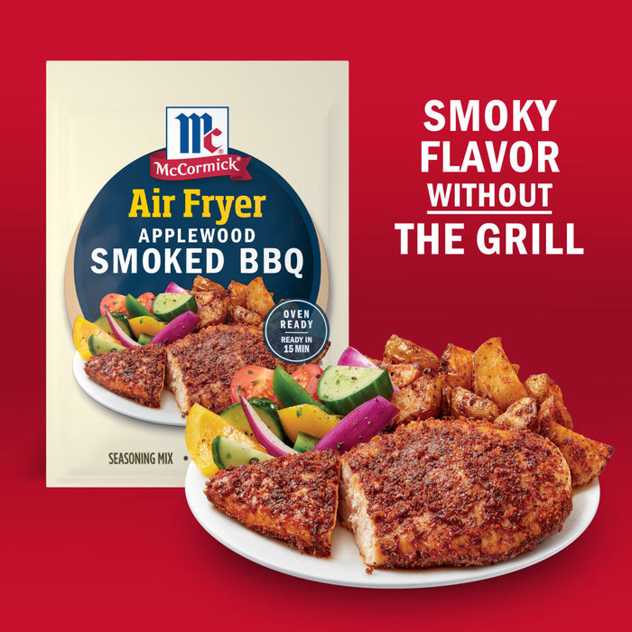 McCormick Air Fryer Applewood Smoked BBQ seasoning offers a smoky flavor without the grill.