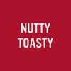 ['The words Nutty Toasty in white text on a red background.']