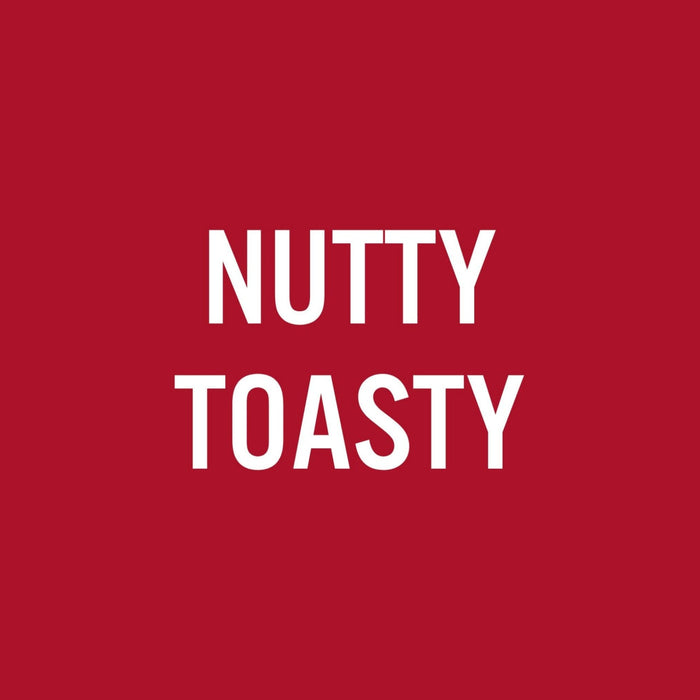['The words Nutty Toasty in white text on a red background.']