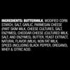 A list of ingredients for a product, including buttermilk, modified corn starch, salt, garlic, parmesan cheese, skim milk, cheddar cheese, butter, yeast extract, natural flavor, non fat milk, spices, whey and citric acid.