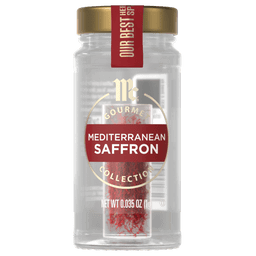 A bottle of McCormick Gourmet Mediterranean Saffron.