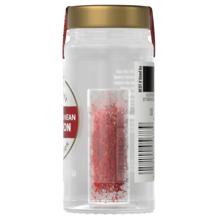 A glass bottle of McCormick Saffron Threads.