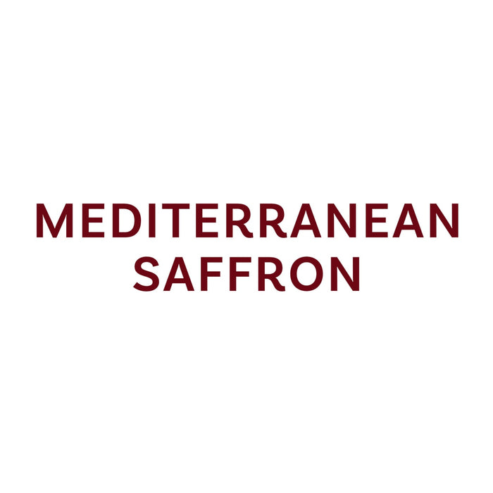 A white background displays the text MEDITERRANEAN SAFFRON, representing Mccormick Gourmet Saffron 0.035 Oz