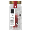 The back of a clear glass jar of Mccormick Gourmet Saffron Seasoning Whole .035 Oz displays the product information and barcode.