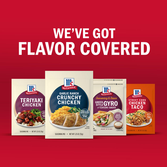 McCormick presents a variety of flavor mixes for dishes like teriyaki chicken, crispy chicken, tacos, and chicken stir fry, showcasing their commitment to flavor.