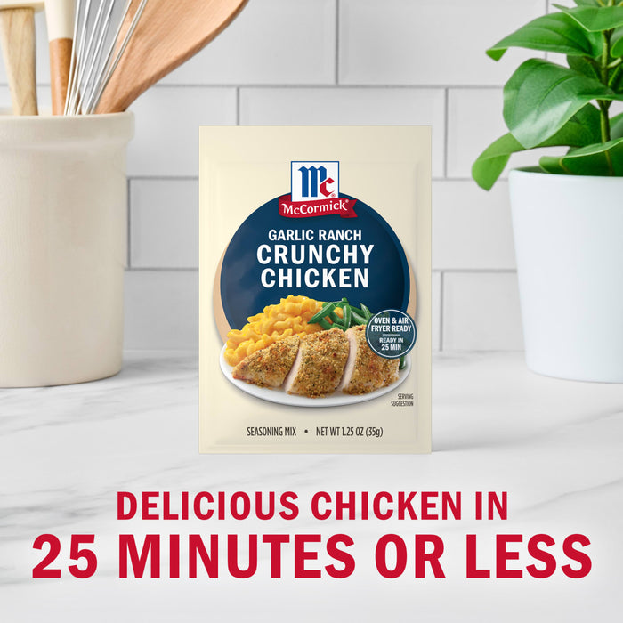 McCormick Garlic Herb Crunchy Chicken mix promises delicious chicken in 25 minutes or less.