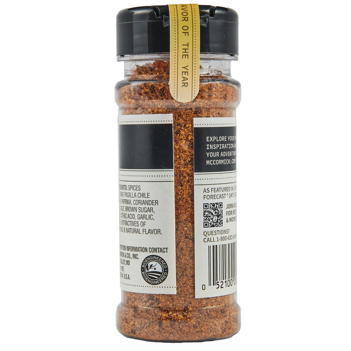['A McCormick brand spice jar with a label that says Flavor of the Year and a QR code.']